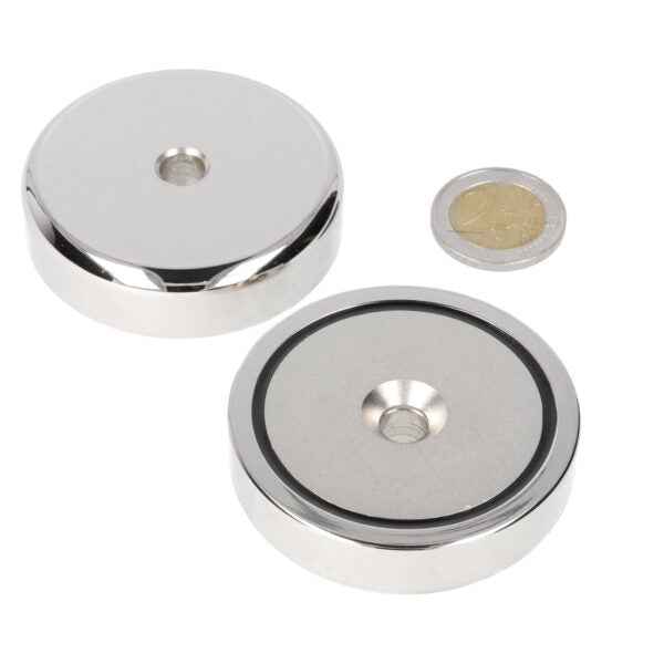 Potmagneet 60 x 15 mm, met boor-/verzinkgat, N40