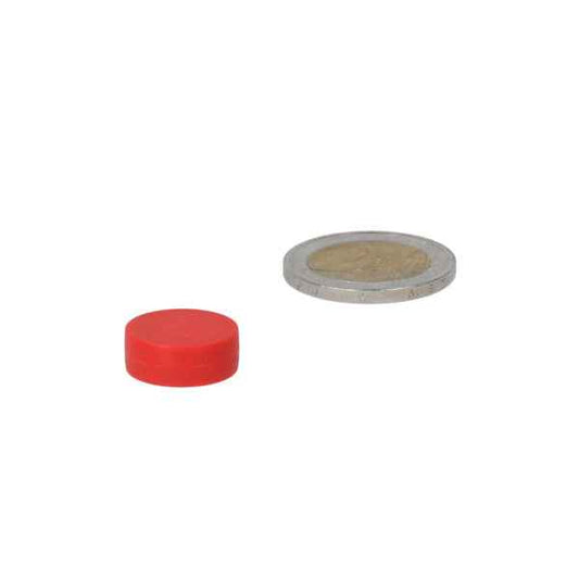 Schijfmagneet 16 x 6 mm – Neodymium met rode Kunststof Coating