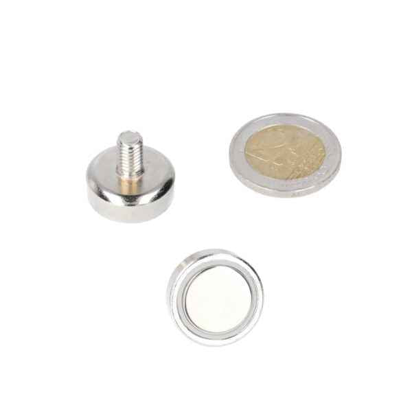 Potmagneet 20 x 6 mm zilveren krachtige magneten met draadstift voor sterke hechting en verschillende toepassingen
