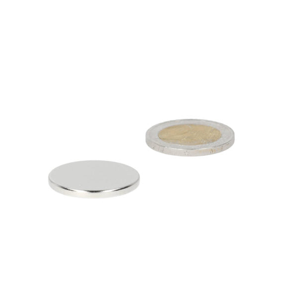 Schijfmagneet 25 x 2.5 mm neodymium magneet met glad, reflecterend zilver oppervlak voor diverse toepassingen