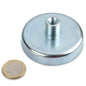 Potmagneet 63 x 14 mm ferriet met draadbus M8