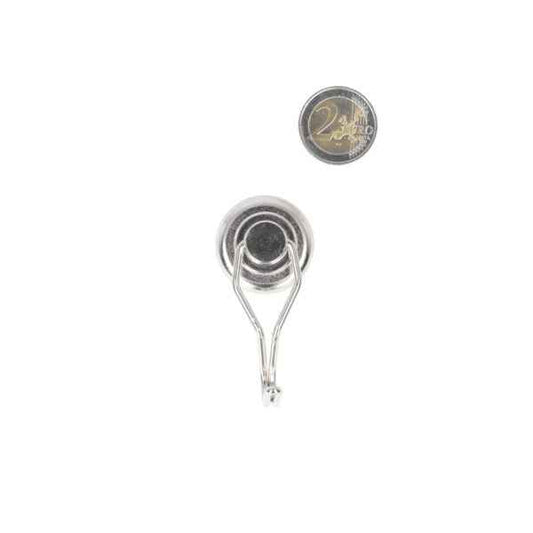 Haakmagneet 32 x 7 mm met vrij draaibare haak – Neodymium N40 magneet in stalen behuizing