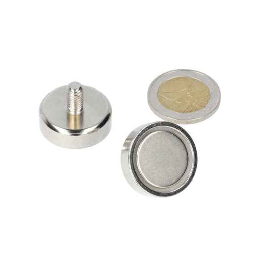 Potmagneet 25 x 8 mm met draadstift M6