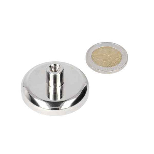 Potmagneet 40 x 8 mm met draadbus M6