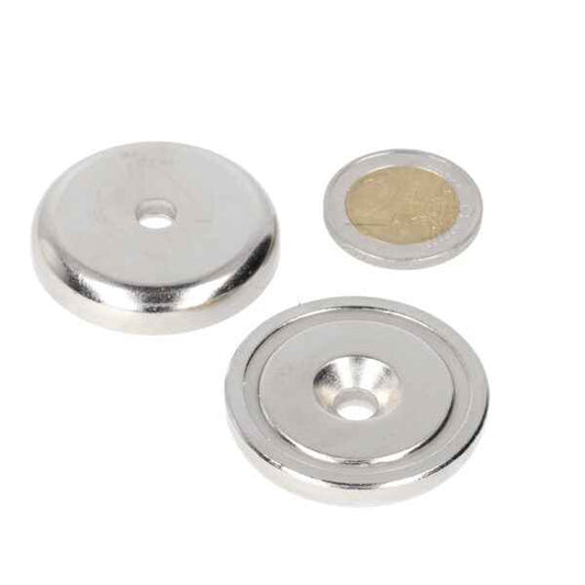Potmagneet 40 x 8.5 mm, met boorgat/-verzinkgat 5.5 – 10.4 mm