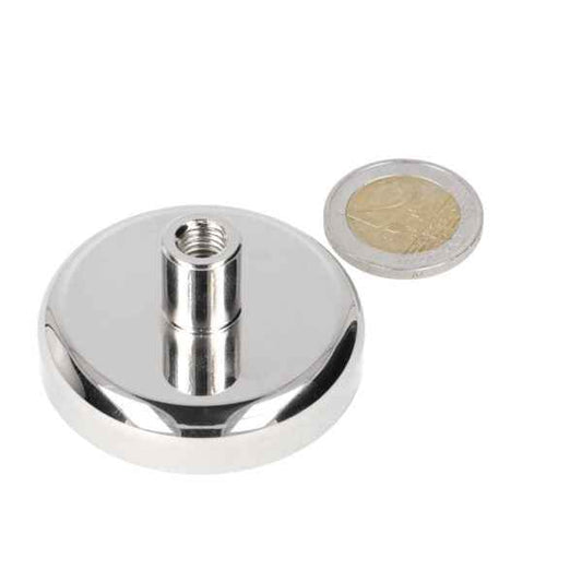 Potmagneet 48 x 11 mm met draadbus M8
