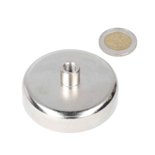 Potmagneet 60 x 15 mm met draadbus M8