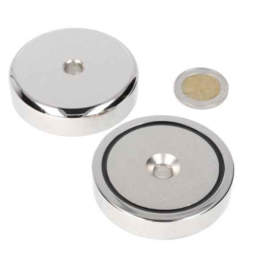 Potmagneet 60 x 15 mm, met boor-/verzinkgat, N40