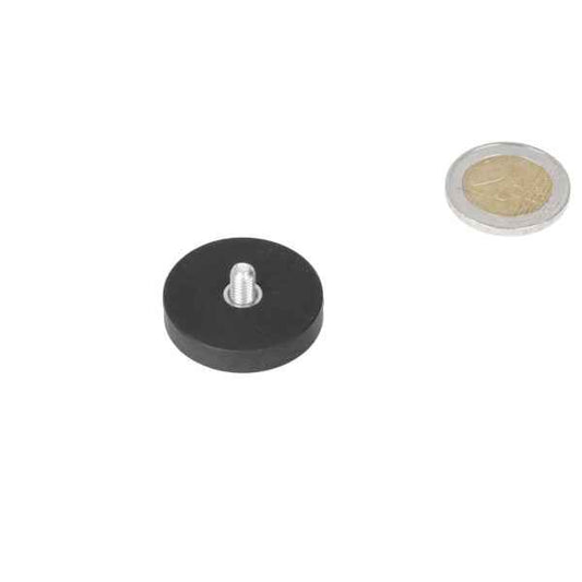 Potmagneet met rubberen ommanteling 31mm, draadstift M5x8 mm
