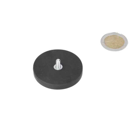 Potmagneet met rubberen ommanteling 43mm, draadstift M4x10
