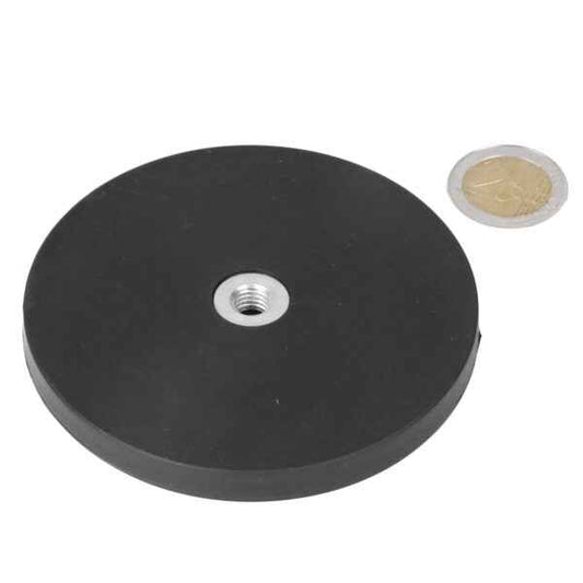 Potmagneet met rubberen ommanteling 88mm, inwendige schroefdraad M8