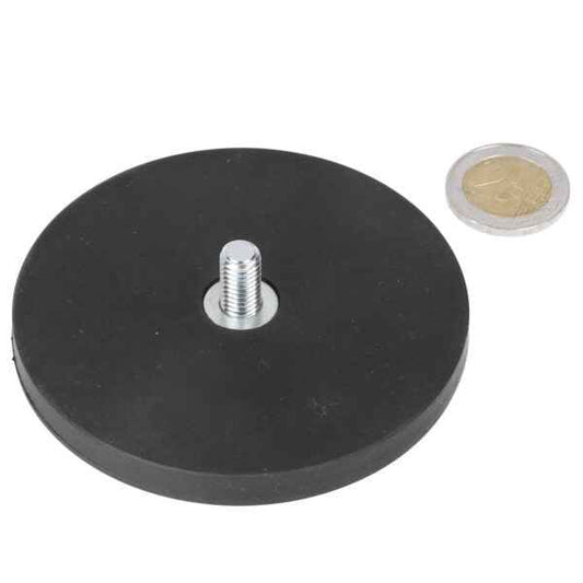 Potmagneet met rubberen ommanteling 88mm,draadstift M8x15mm