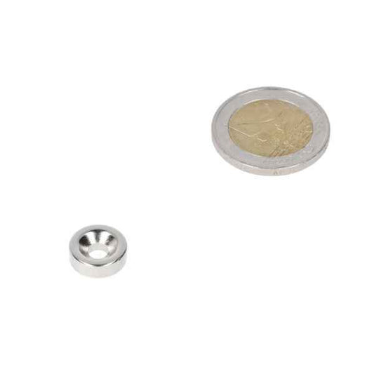 Ringmagneet 12 x 8,1 x 4,1 x 4 mm met boor-/verzinkgat (noord pool)