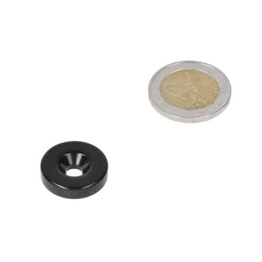 Neodymium ringmagneet 20 x 9,8 x 5,1 mm – epoxy gecoat met verzinkgat (zuidpool)