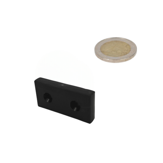 Neodymium Blokmagneet 50,8 × 25,4 × 8 mm – met kunststof coating en twee verzinkgaten - Magneten Special