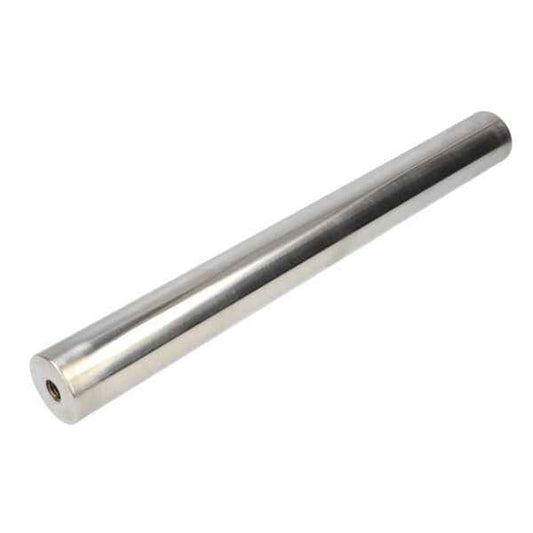 Een filtermagneet 32x430mm rvs met een cilindrische gepolijste afwerking en binnendraad 2x m10x15mm zichtbaar
