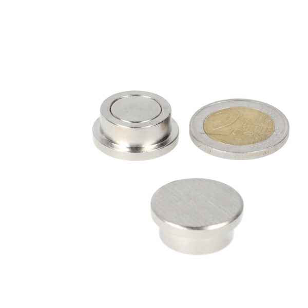 Zilveren cilindrische neodymium magneet memomagneet 22 mm met glad metallic oppervlak voor een persoonlijke touch