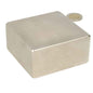 Zilverkleurige neodymium blokmagneet 100x100x50 mm n50 met glad metalen oppervlak en afgeronde randen voor sterke magnetische kracht