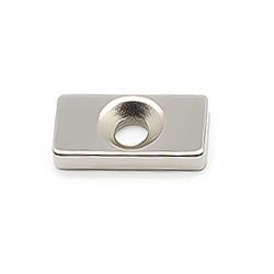 Neodymium Block Magnet 20 x 10 x 3-4 mm – With Countersunk Hole 