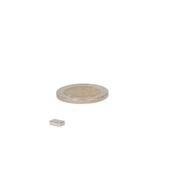 Neodymium blokmagneet 6x4x2 mm met gepolijste zilveren afwerking krachtige magnetische oplossing