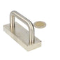 Zilverkleurige neodymium blokmagneet 85x30x12 mm met rvs greep geschikt voor industriële toepassingen