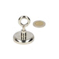 Shiny zilveren oogboutmagneet met krachtige neodymium n40 magneet en stalen behuizing met lusvormige handgreep