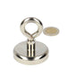 Silverkleurige neodymium n40 magneet met lus en stalen behuizing voor industriële toepassingen