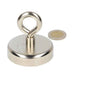 Zilverkleurige circulaire oogboutmagneet met lus in stalen behuizing neodymium n40 magneet