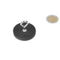 Zwart cirkelvormig oogboutmagneet met rubberen ommanteling en zilverkleurige metalen lus, krachtige neodymium n40 magneet