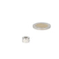 Zilverkleurige ringmagneet 10 x 4 x 6 mm met centrale gaatje naast munt toont krachtige magnetische eigenschappen