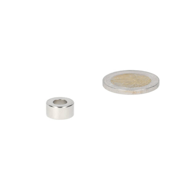 Ringmagneet 12 x 6 x 6 mm zilverkleurige neodymium veelzijdige magneet met krachtige aantrekkingskracht en centraal gat