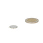 Zilverkleurige schijfmagneet 15 x 1,0 mm met krachtige neodymium samenstelling naast een euro munt voor schaal