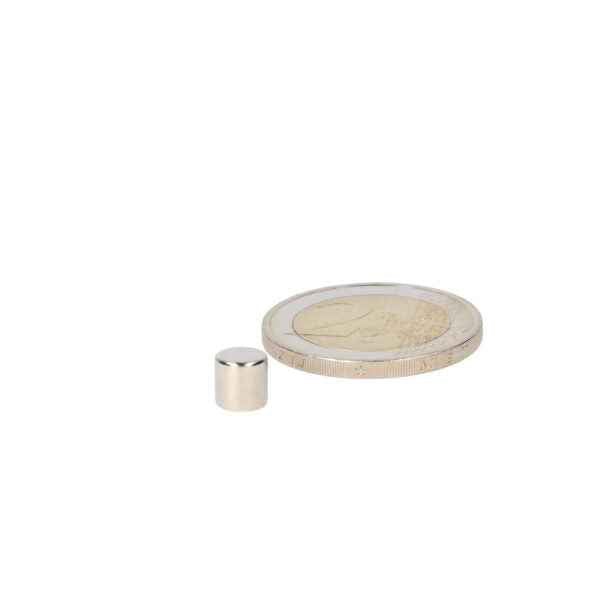 Schijfmagneet 6 x 6 mm van neodymium met een metallic zilveren finish biedt sterke magneten en uitstekende grip