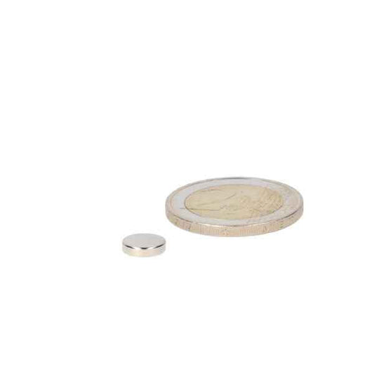 Zilverkleurige schijfmagneet 8 x 2 mm gemaakt van krachtige neodymium magneet voor veelzijdig gebruik