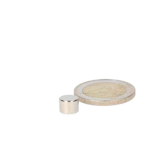 Kleine cilindrische schijfmagneet 8 x 6 mm met n52 neodymium magneet en krachtige zilverkleurige afwerking