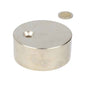 Zilveren cilindrische neodymium magneet met verzonken gat en bijpassende ronde ring schijfmagneet 80 x 35 mm