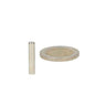 Zilverkleurige hoogwaardige neodymium magneet staafmagneet 4 x 20 mm naast een euro munt voor schaal