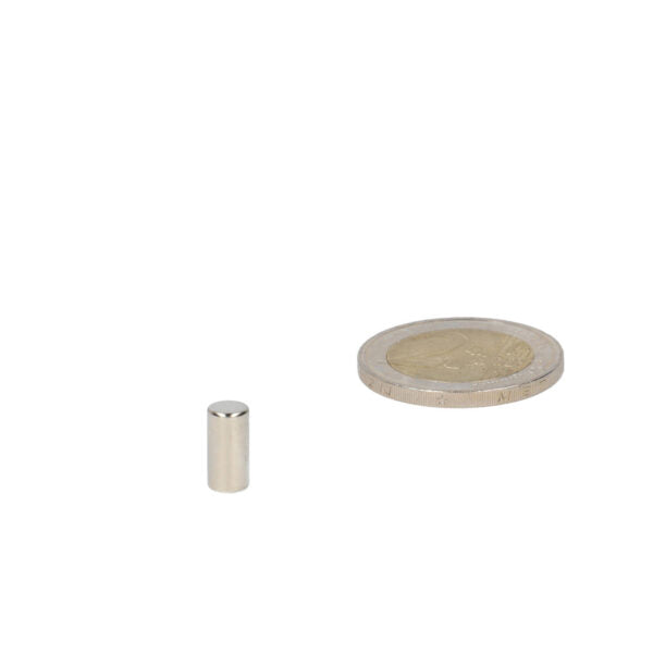 Hoogwaardige neodymium magneet staafmagneet 5 x 10 mm zilver cilindrisch van hoogwaardige neodymium