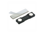 Zwarte magnetische visitekaarthouder 45x13mm met twee zilveren magneten en witte kleefstrip voor professioneel imago