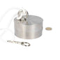 Zilveren vismagneet Ø100×50 mm met wit touw en musketon, complete set met 500kg trekkracht