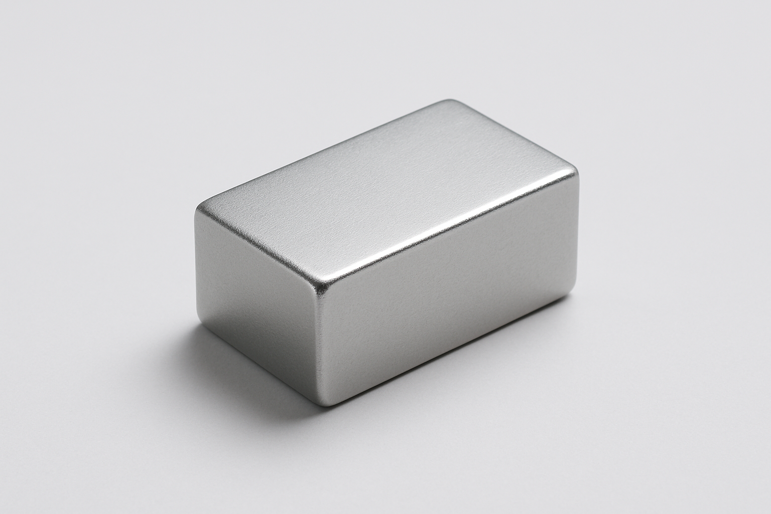Zilveren blokmagneet met een achtergrond in de kleur RGB (248,248,251)